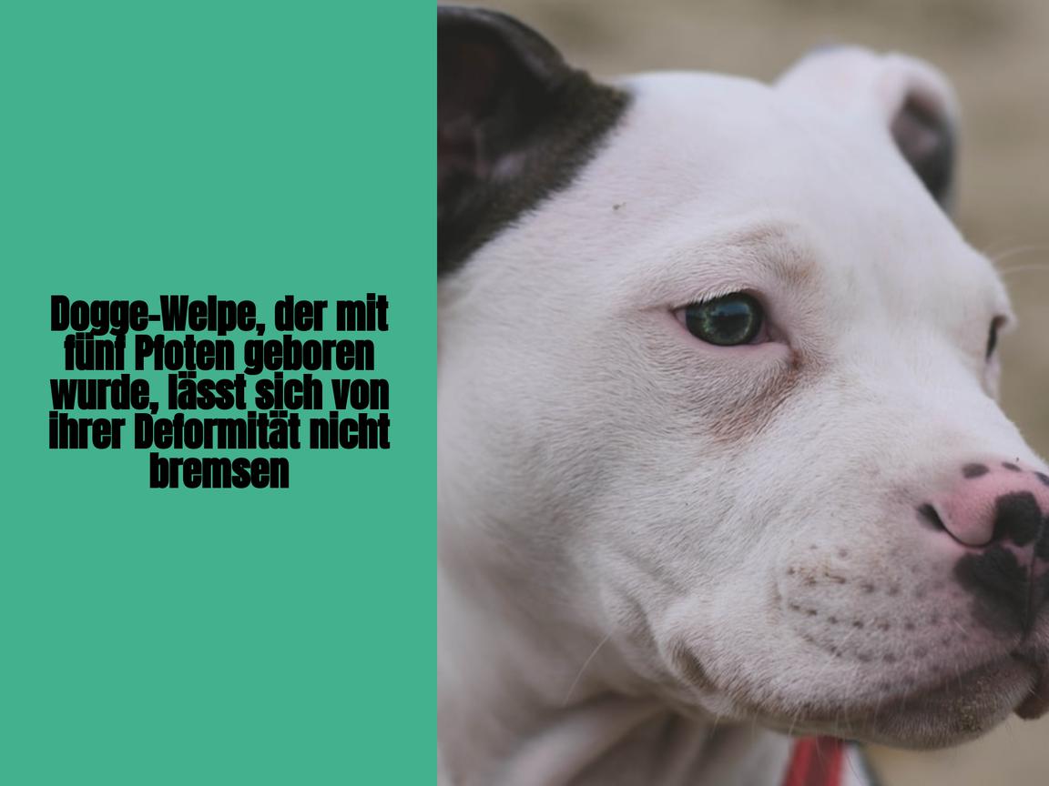 Dogge-Welpe, der mit fünf Pfoten geboren wurde, lässt sich von ihrer Deformität nicht bremsen
